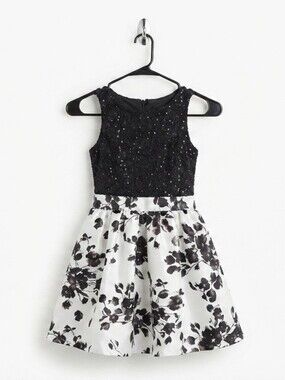 Speechless Girls' Black Sleeveless Dress with Sequin Lace Bodice Size 12